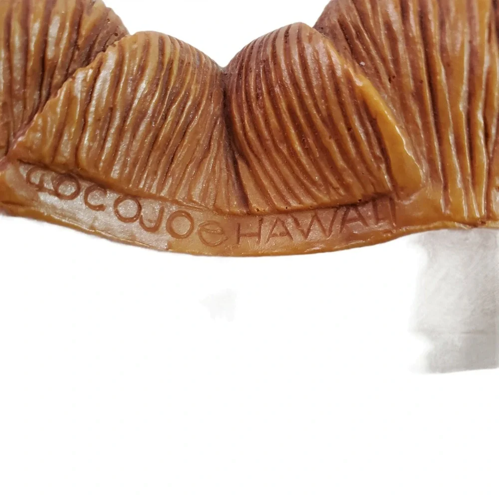 Vintage Coco Joe Hawaii Hapa-Wood Monstera Souvenir Divided Server Dish Nut Bowl